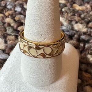 Coach Gold and Cream Signature Ring